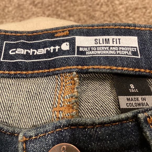 Carhartt NWT Women's Rugged Flex® Slim Fit Tapered Jean, Dark Wash, Size 8 Tall - Picture 8 of 9